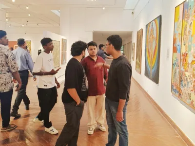 IIFA Lancaster Degree College students inside the museum, Bengaluru